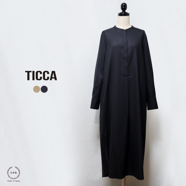 TICCA ティッカ　ウール ノーカラーワンピース