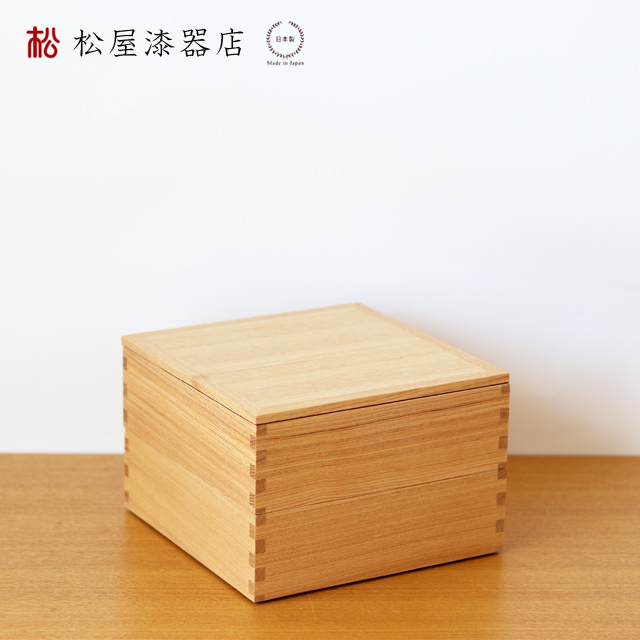 松屋漆器店 白木塗タモ製6.0寸三段重内朱